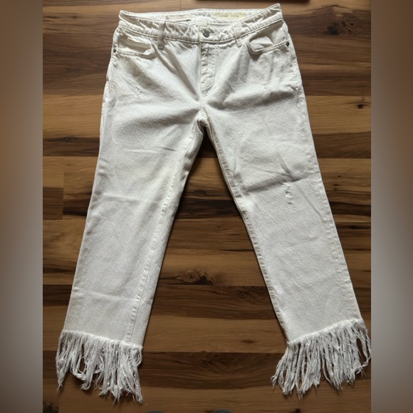 Pilcro and the Letterpress Denim - Pilcro and the Letterpress White Fringe Hem Jeans